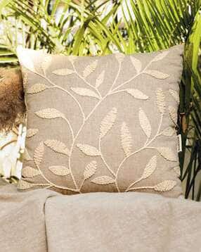 anwyn Cotton Leaf Embroidered Cushion  -picture-45