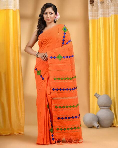 Indie Picks Khesh Pure Cotton Diamond Woven Saree with Blouse Piece Saree