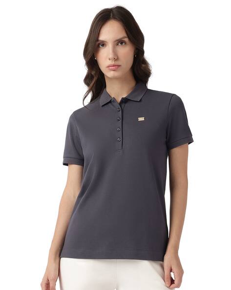 Core Lady Stretch-Cotton Jersey Polo T-Shirt
