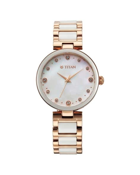 TITAN Women Ceramics Mother of Pearl Analogue Watch - NT95214KD02