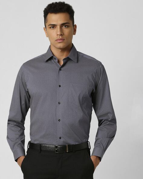 VAN HEUSEN Men Patterned Regular Fit Shirt with Patch Pocket