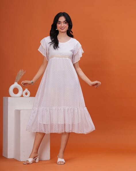 Formal Dress Next Ladies White Dresses Women Fit And Flare Midi Dress