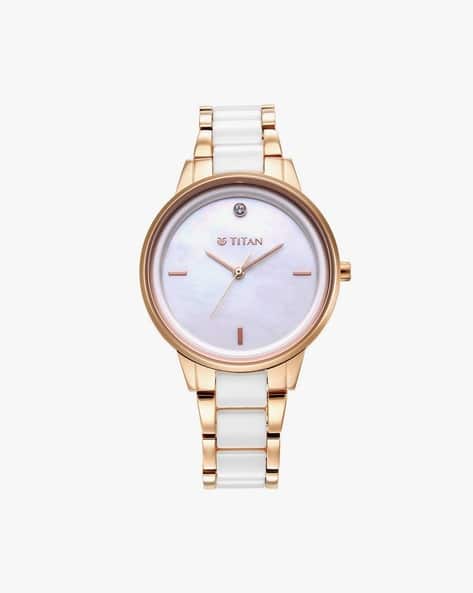 TITAN Women Ceramics Mother of Pearl Analogue Watch - NT95213KD01
