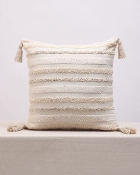 anwyn  Self-Design Cotton Square Cushion Cover with Tassles-picture-48