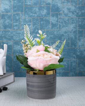 Rose Plastic Artificial Plant with Pot-image-1