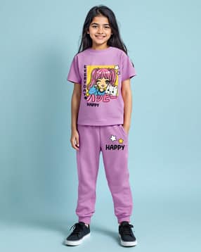trampoline Girls Graphic Pants with T-shirt Set-picture-38