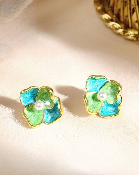 Cierra Women Gold-Plated Floral-Shaped Stud Earrings
