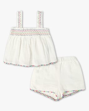 gap kids Girls Embroidered Square-Neck Top with Shorts Set-picture-36