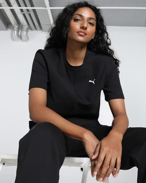 Puma Women WARDROBE Essentials Ribbed Relaxed Fit Tee