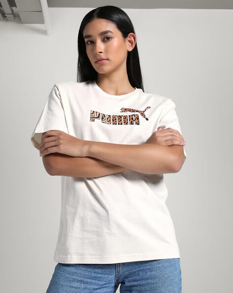Puma Women Animal Graphic Relaxed Fit Crew-Neck T-Shirt