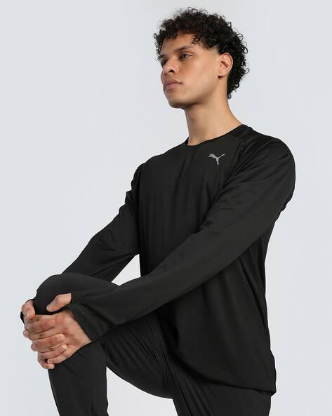 Puma Men Velocity Regular Fit Crew-Neck Running T-Shirt with Logo Print