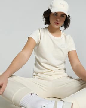 puma Women Elevated Regular Fit Crew-Neck T-Shirt with Logo Print-picture-21