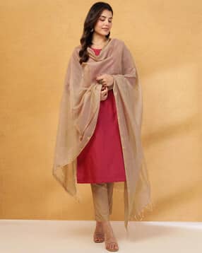 fabindia Women Cotton Silk Blend Dupatta-picture-49