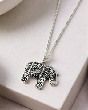 accessorize london Women Silver Long Elephant Pendant Necklace-picture-18