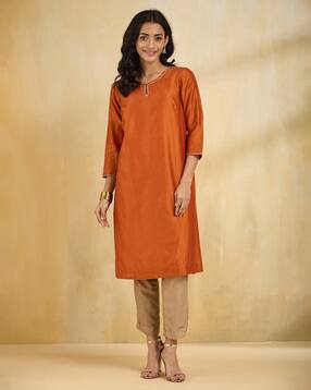 fabindia Women Embroidery Straight Kurta-picture-18