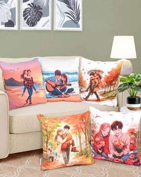 fabinaliv Set of 5 Reversible Digital Printed Velvet Square Cushion Covers -picture-46