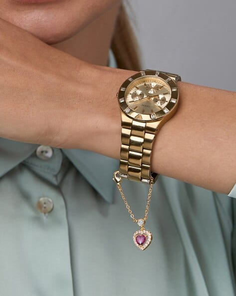 Minutiae Women Rose Gold-Plated Crystal-Studded Watch Charm