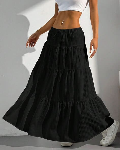Maxi Black A Line Skirt Long Lisbon A-line Long Skirt In Black