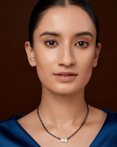 Minutiae Women Silver Plated Beaded Mangalsutra