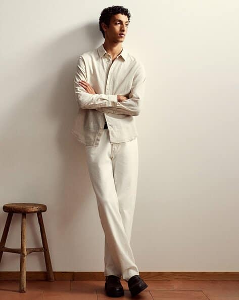 Men Regular Fit Linen-Blend Shirt