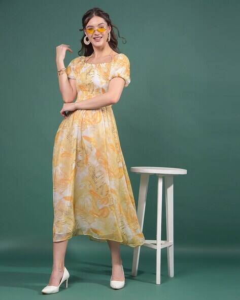 Women Floral A-Line Maxi Length Dress