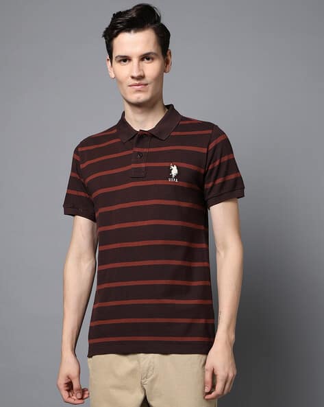 U.S. Polo Assn. Men Striped Slim Fit Polo T-Shirt