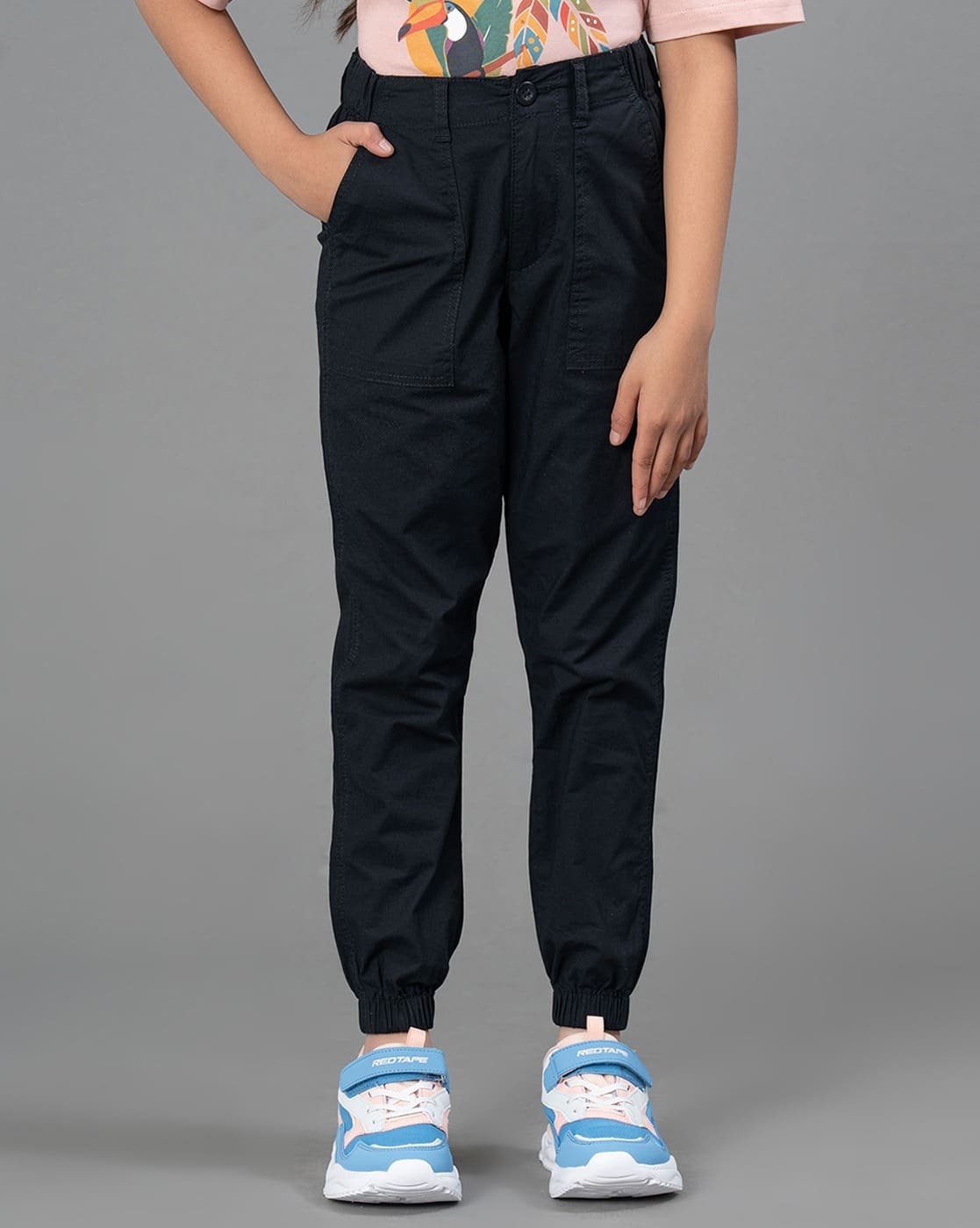 Mode By Red Tape Girls Mid Rise Relaxed Trousers For Girls (Black, 9Y)