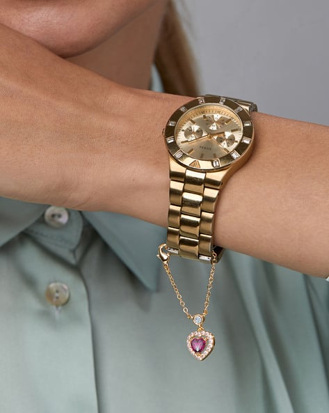 Minutiae Women Gold-Plated Crystal-Studded Watch Charm
