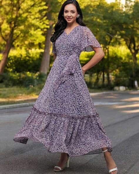 Purple Floral Maxi Purple Wrap Maxi Dress Floral Wrap Maxi Dress