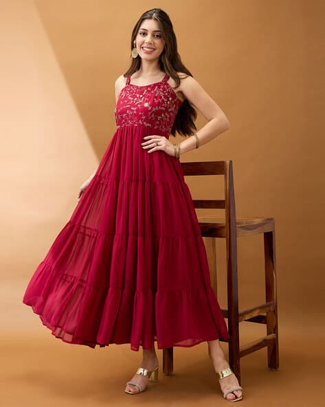 Buy Maroon Dresses & Gowns for Women by GLOBUS Online | Ajio.com