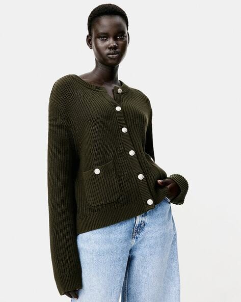 Women Rib-Knit Cardigan