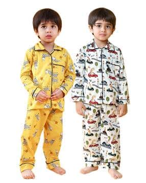 Boys Pack of 2 Graphic Print Cotton Lounge Pyjamas & Shirt Sets