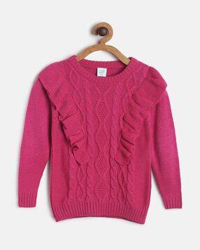 mini klub Girls Round -Neck Knitted Acrylic Sweater-picture-30
