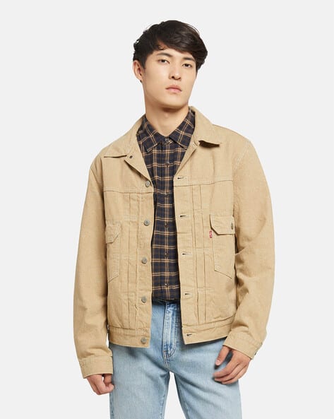 Men Relaxed Fit Cotton Trucker Jacket