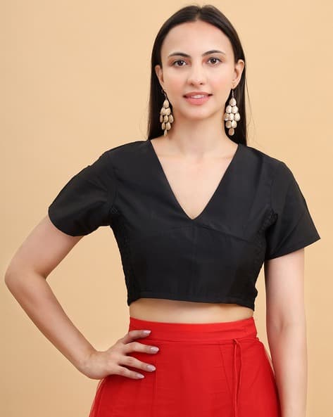 Buy Frolic Rolic Women V-Neck Back Open Blouse Online | Ajio.com