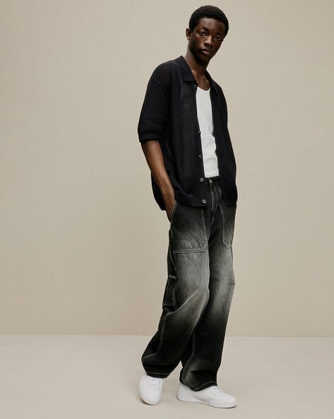 Men Regular Fit Pointelle-Knit Shirt