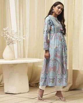 biba Women Floral Print Cotton A-Line Kurta-picture-14