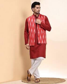skavij Men Stylised Fit Button-Down Nehru Jacket-picture-28