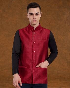 skavij Men Stylised Fit Button-Down Nehru Jacket-picture-44