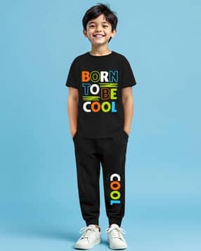 Boys Typographic Pants & T-shirt Set