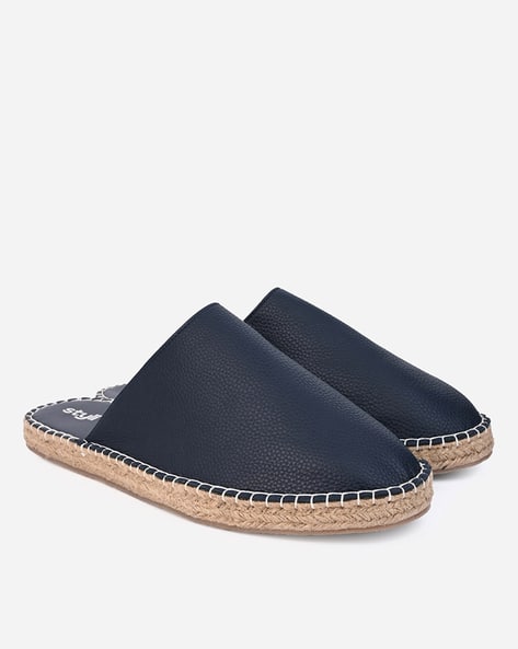 Men Faux Leather Espadrilles Mules