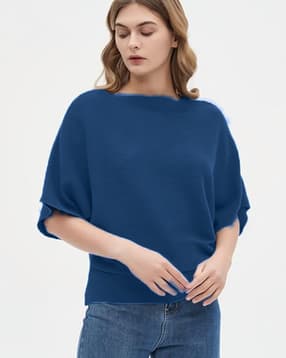 zilcon Women Ribbed Loose Fit Boat-Neck T-Shirt-picture-30