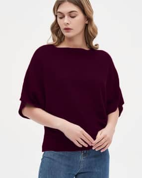 zilcon Women Ribbed Loose Fit Boat-Neck T-Shirt-picture-15