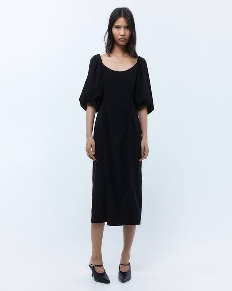 blue dress for baby girl H&M Black Bandeau Ruched Midi Dress UK S main image 1