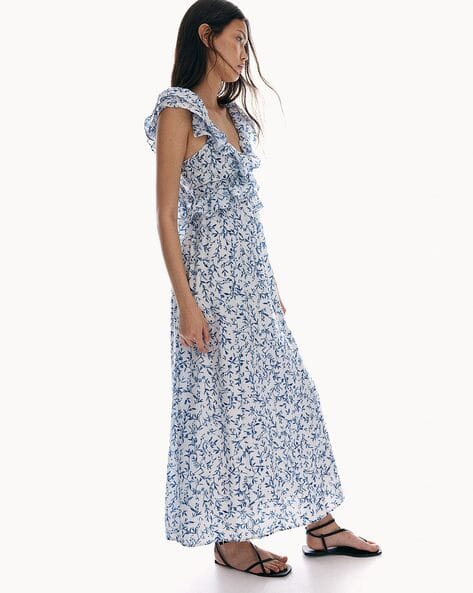 princess polly baby blue dress Buy H&M Women Floral Print Frill-Trim... Online