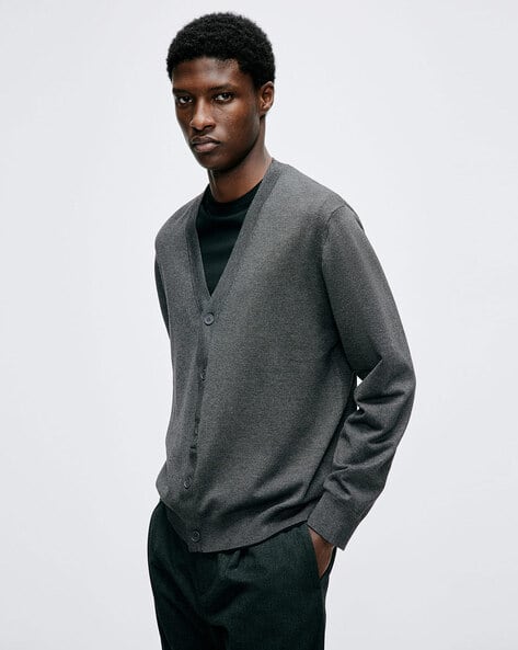 Men Regular Fit Fine-Knit Cardigan
