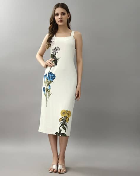 Women Midi Floral Bodycon Dress