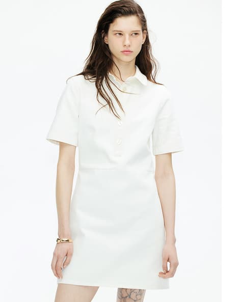 h&m white shirt dress Women's White Poplin shirt dress