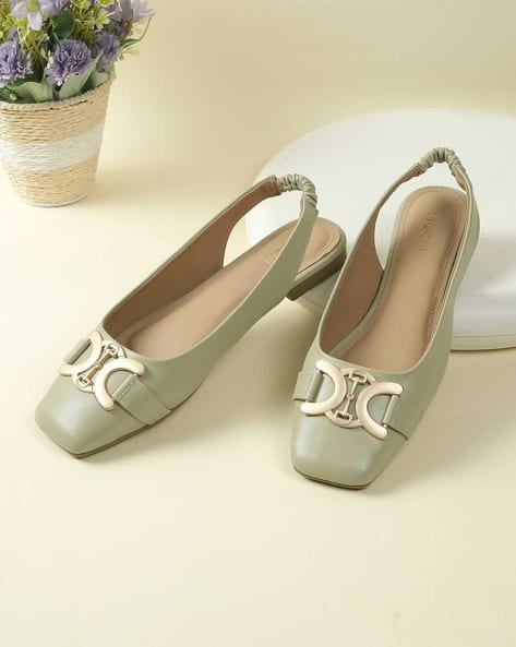 Women Square-Toe Sling-Back Shoes