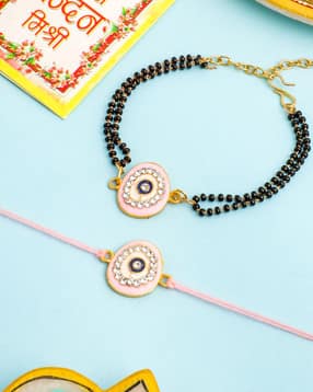 nvr Set of 2 Stone-Studded Beaded Tie-Up Rakhis -picture-42